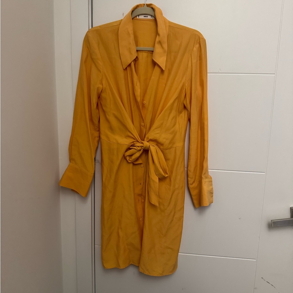 Mango Orange Button-Up Dress